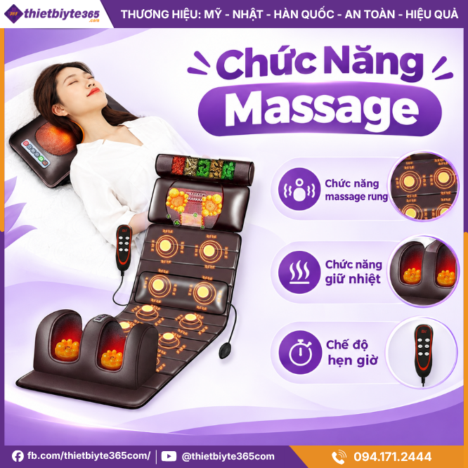 Nệm Massage Đa Năng JAPANI MDN-4337 Cao Cấp Hỗ Trợ Xoa Bóp Toàn Thân Tại Nhà