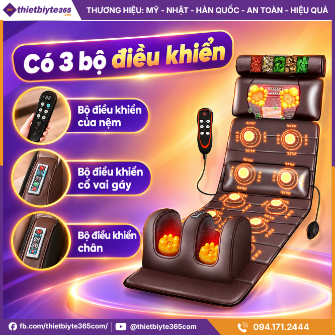 Nệm Massage Đa Năng JAPANI MDN-4337 Cao Cấp Hỗ Trợ Xoa Bóp Toàn Thân Tại Nhà